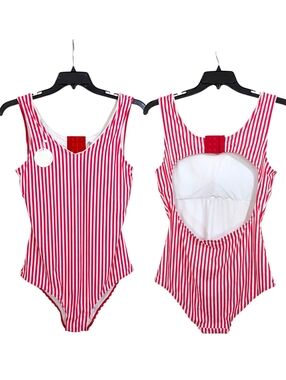 NEW Dondolo Ava Mom Swimsuit - Red & White Striped - Size XL Womens Bathing Suit